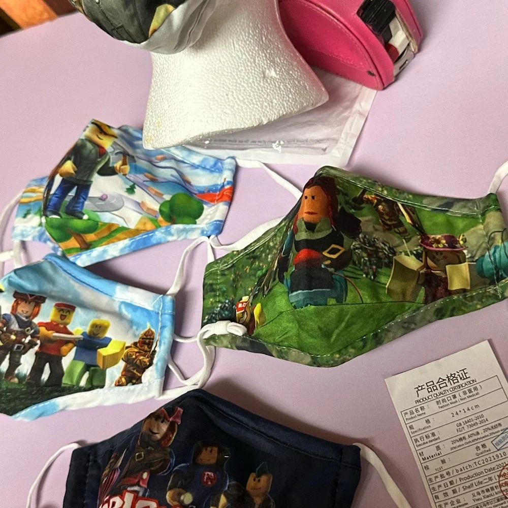 Kids Reusable Face Masks robox characters printed 5pcs -